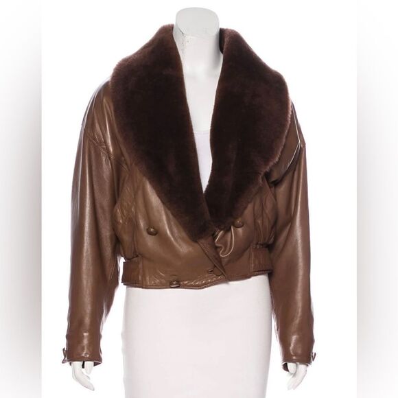 Vintage Gianni Versace Couture Cropped Leather Bomber Jacket Size M/L - Picture 1 of 16